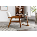 Fauteuil de loisirs avec accoudoirs et pieds en bois massif pour salon, chambre à coucher ou bureau