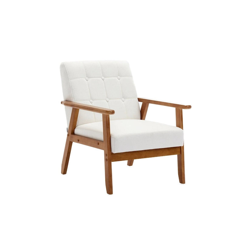 Fauteuil de loisirs avec accoudoirs et pieds en bois massif pour salon, chambre à coucher ou bureau