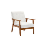 Fauteuil de loisirs avec accoudoirs et pieds en bois massif pour salon, chambre à coucher ou bureau