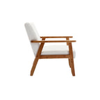 Fauteuil de loisirs avec accoudoirs et pieds en bois massif pour salon, chambre à coucher ou bureau