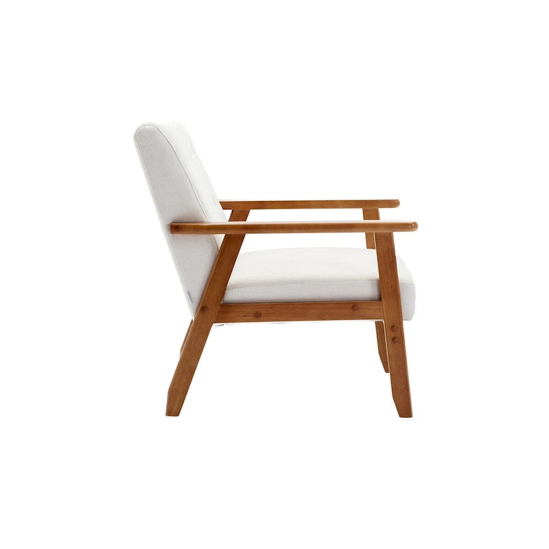 Fauteuil de loisirs avec accoudoirs et pieds en bois massif pour salon, chambre à coucher ou bureau