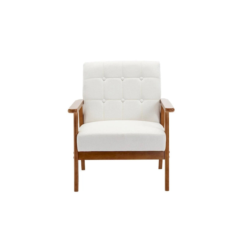 Fauteuil de loisirs avec accoudoirs et pieds en bois massif pour salon, chambre à coucher ou bureau