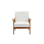 Fauteuil de loisirs avec accoudoirs et pieds en bois massif pour salon, chambre à coucher ou bureau