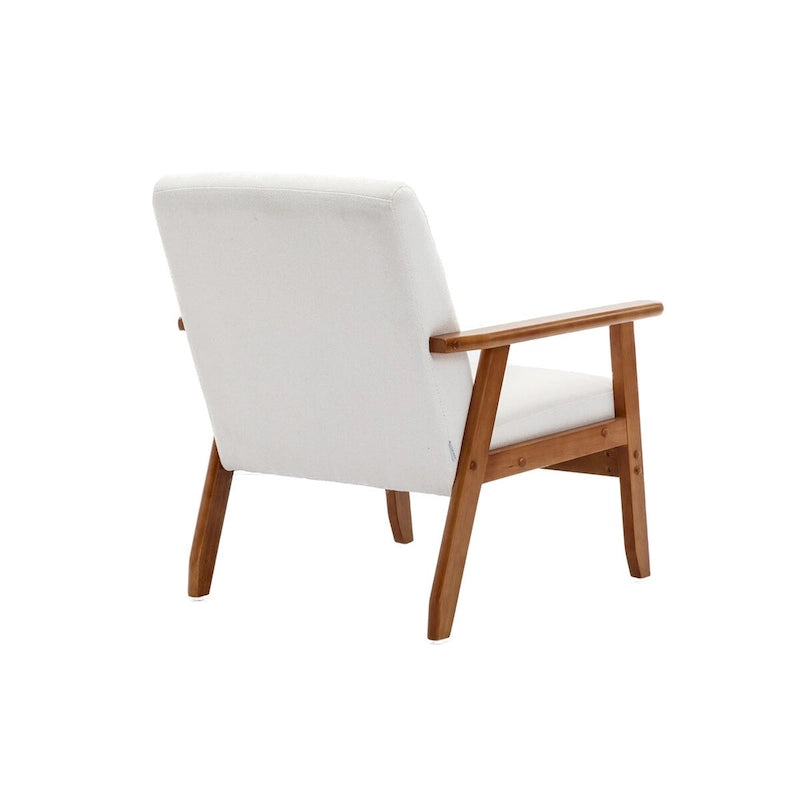 Fauteuil de loisirs avec accoudoirs et pieds en bois massif pour salon, chambre à coucher ou bureau