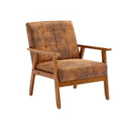 Fauteuil de loisirs avec accoudoirs et pieds en bois massif pour salon, chambre à coucher ou bureau