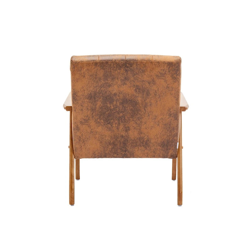 Fauteuil de loisirs avec accoudoirs et pieds en bois massif pour salon, chambre à coucher ou bureau