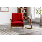 Fauteuil de loisirs avec accoudoirs et pieds en bois massif pour salon, chambre à coucher ou bureau