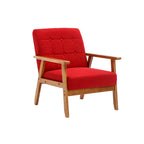 Fauteuil de loisirs avec accoudoirs et pieds en bois massif pour salon, chambre à coucher ou bureau