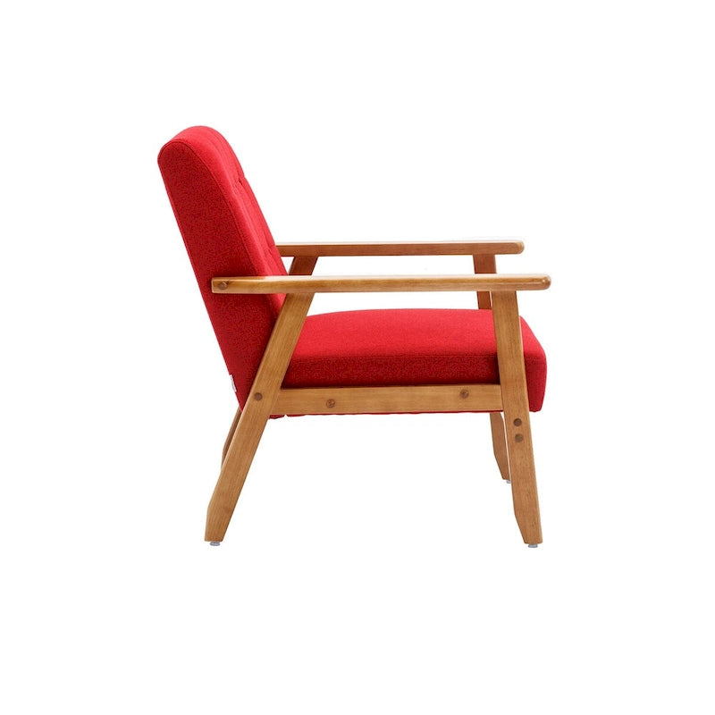 Fauteuil de loisirs avec accoudoirs et pieds en bois massif pour salon, chambre à coucher ou bureau