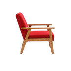 Fauteuil de loisirs avec accoudoirs et pieds en bois massif pour salon, chambre à coucher ou bureau