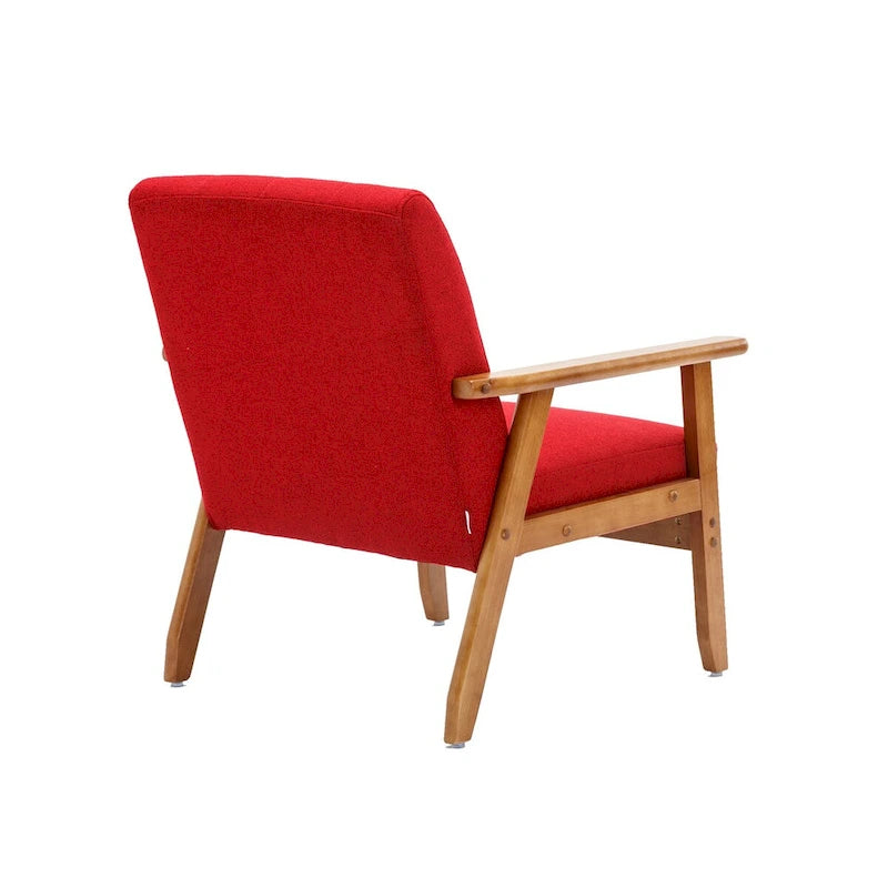 Fauteuil de loisirs avec accoudoirs et pieds en bois massif pour salon, chambre à coucher ou bureau