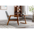 Fauteuil de loisirs avec accoudoirs et pieds en bois massif pour salon, chambre à coucher ou bureau