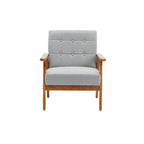 Fauteuil de loisirs avec accoudoirs et pieds en bois massif pour salon, chambre à coucher ou bureau
