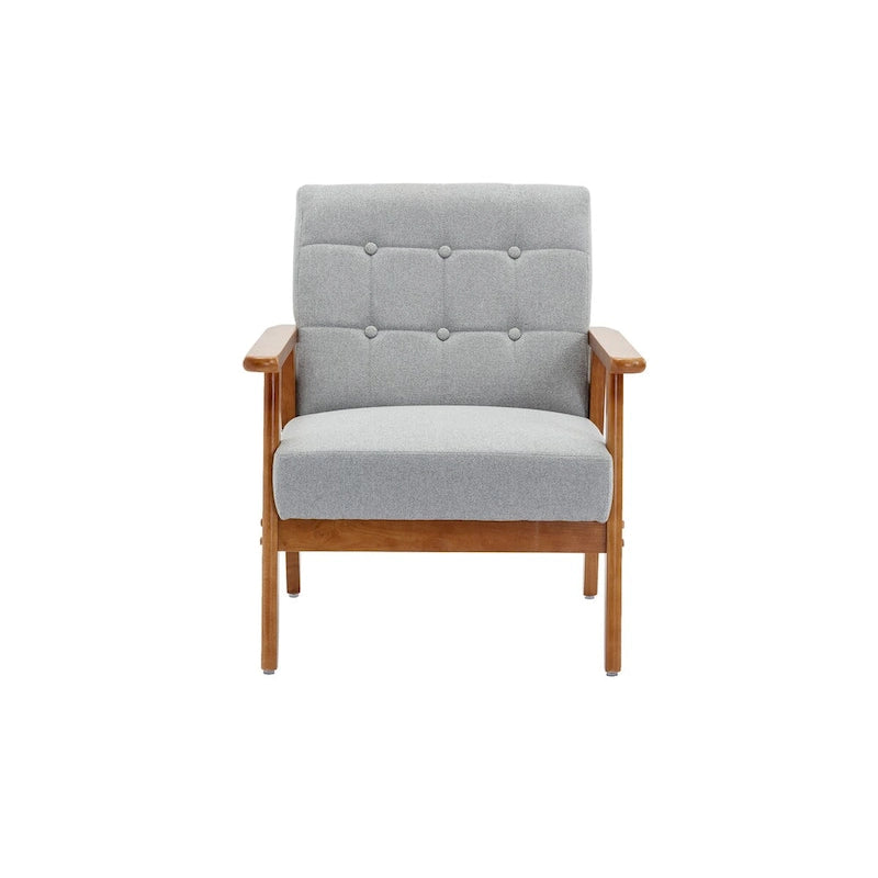 Fauteuil de loisirs avec accoudoirs et pieds en bois massif pour salon, chambre à coucher ou bureau