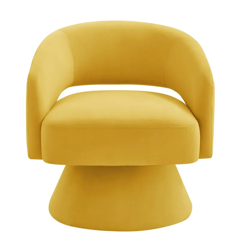 Fauteuils d'appoint pivotants en velours rembourré à dossier ouvert