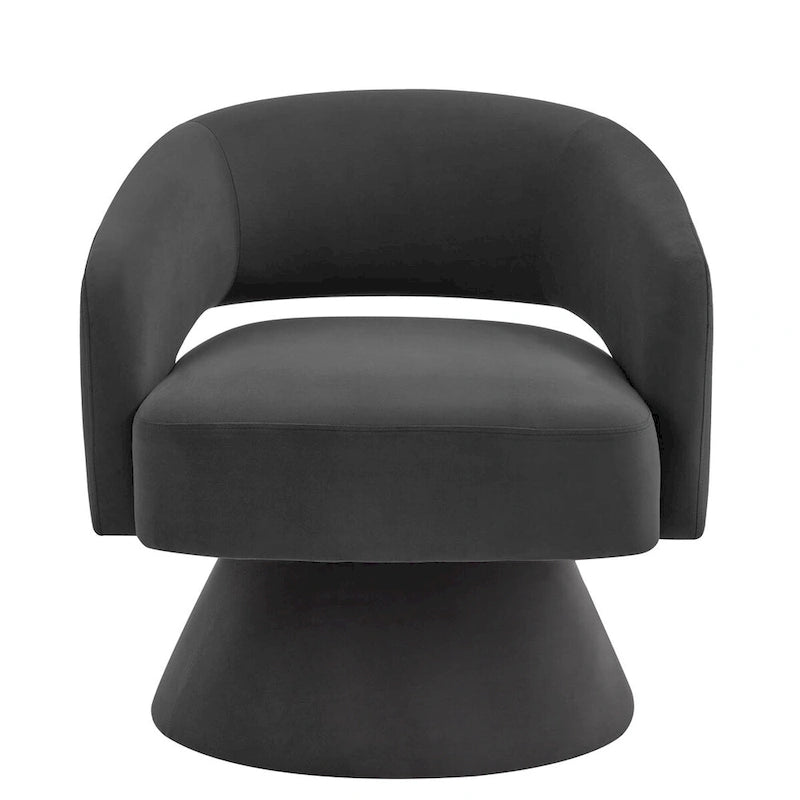Fauteuils d'appoint pivotants en velours rembourré à dossier ouvert