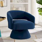 Fauteuils d'appoint pivotants en velours rembourré à dossier ouvert