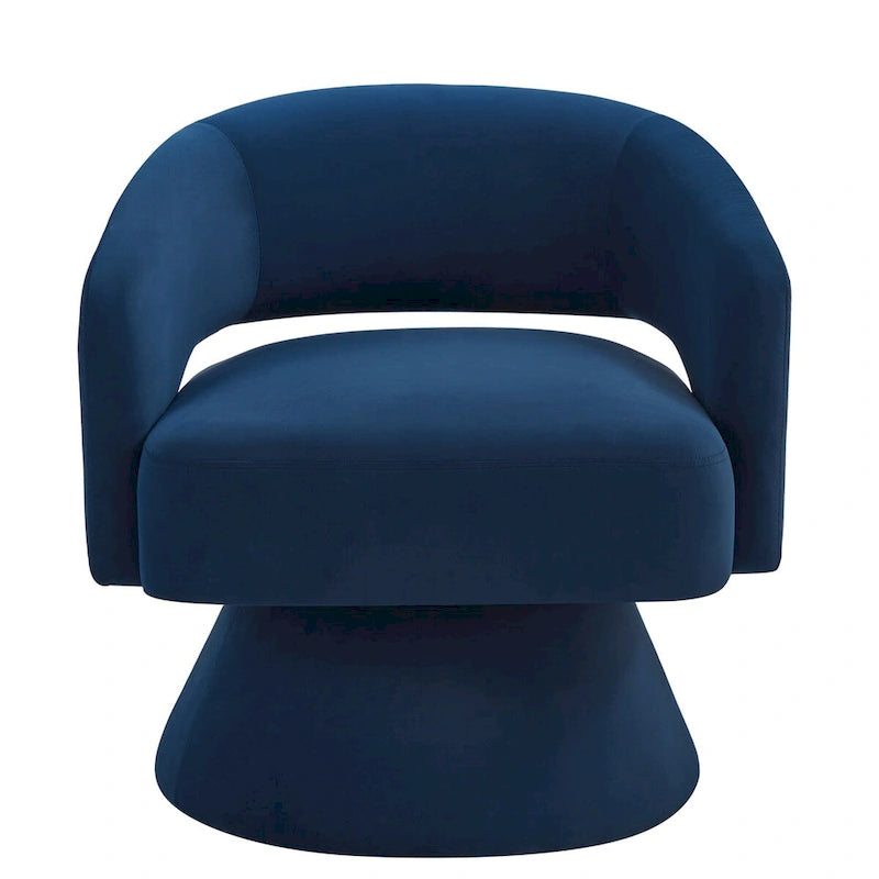 Fauteuils d'appoint pivotants en velours rembourré à dossier ouvert