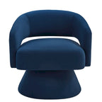 Fauteuils d'appoint pivotants en velours rembourré à dossier ouvert