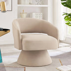Fauteuils d'appoint pivotants en velours rembourré à dossier ouvert