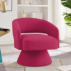 Fauteuils d'appoint pivotants en velours rembourré à dossier ouvert