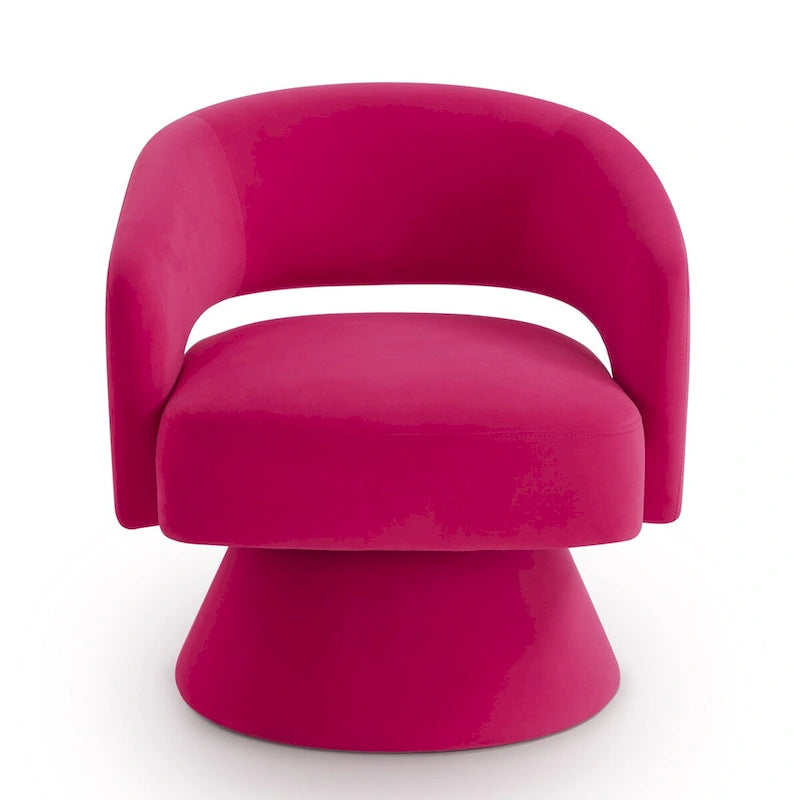 Fauteuils d'appoint pivotants en velours rembourré à dossier ouvert