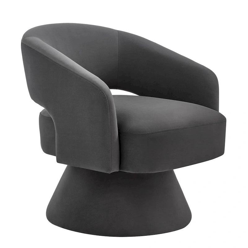 Fauteuils d'appoint pivotants en velours rembourré à dossier ouvert