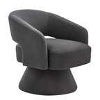 Fauteuils d'appoint pivotants en velours rembourré à dossier ouvert