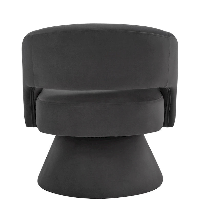 Fauteuils d'appoint pivotants en velours rembourré à dossier ouvert