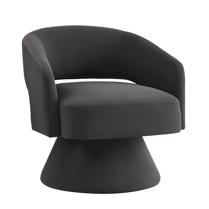 Fauteuils d'appoint pivotants en velours rembourré à dossier ouvert