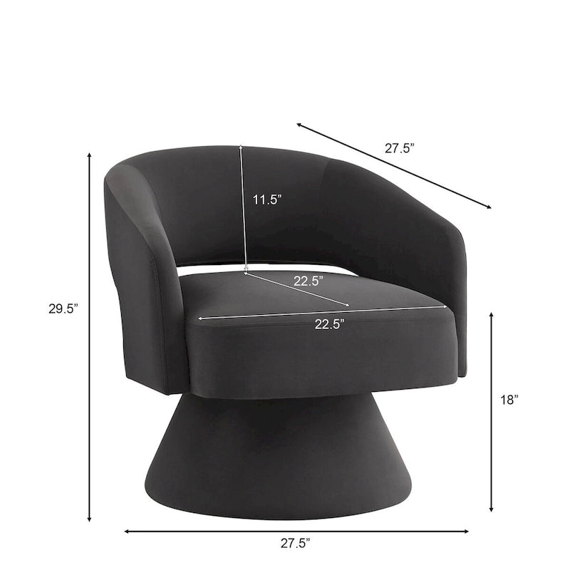 Fauteuils d'appoint pivotants en velours rembourré à dossier ouvert