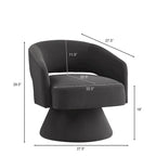 Fauteuils d'appoint pivotants en velours rembourré à dossier ouvert