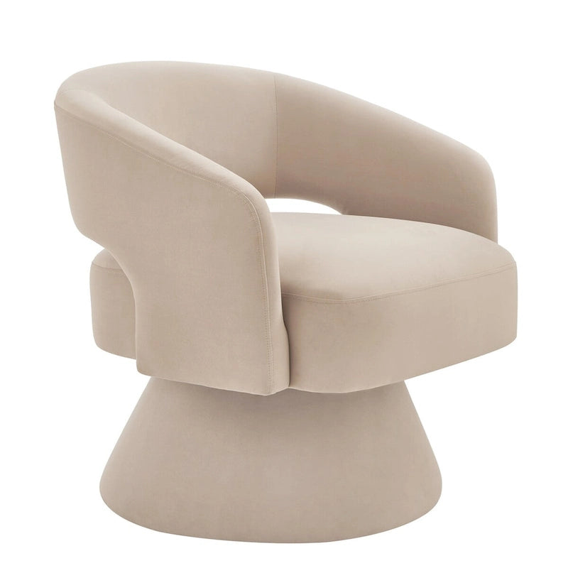 Fauteuils d'appoint pivotants en velours rembourré à dossier ouvert