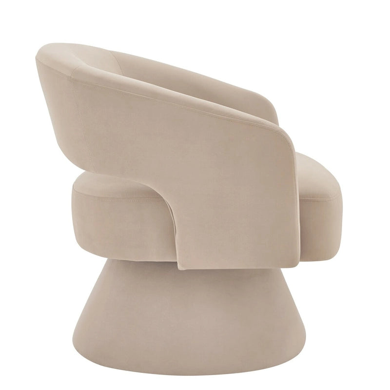 Fauteuils d'appoint pivotants en velours rembourré à dossier ouvert