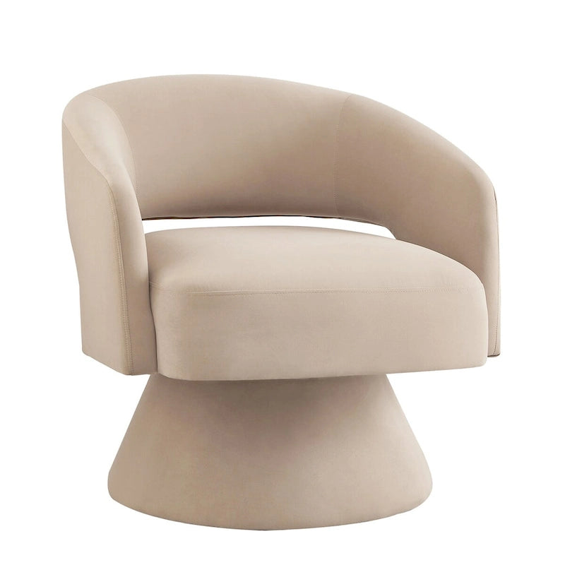 Fauteuils d'appoint pivotants en velours rembourré à dossier ouvert