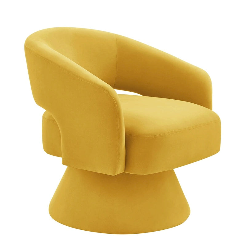 Fauteuils d'appoint pivotants en velours rembourré à dossier ouvert