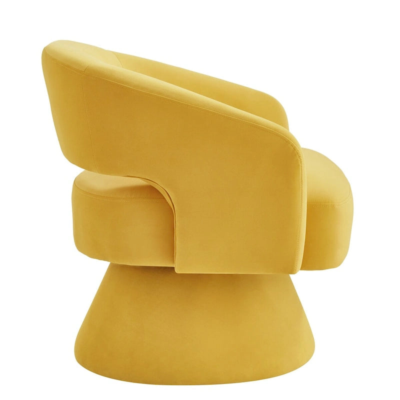 Fauteuils d'appoint pivotants en velours rembourré à dossier ouvert