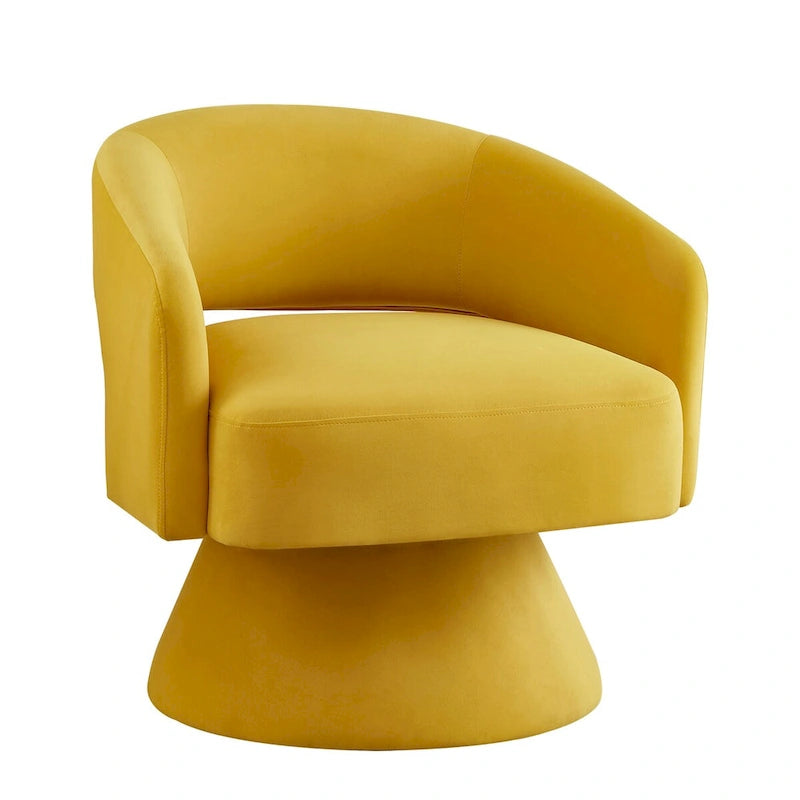 Fauteuils d'appoint pivotants en velours rembourré à dossier ouvert