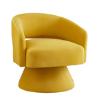 Fauteuils d'appoint pivotants en velours rembourré à dossier ouvert