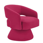 Fauteuils d'appoint pivotants en velours rembourré à dossier ouvert