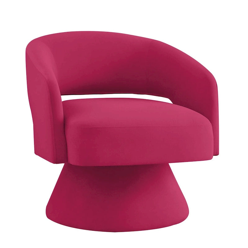 Fauteuils d'appoint pivotants en velours rembourré à dossier ouvert