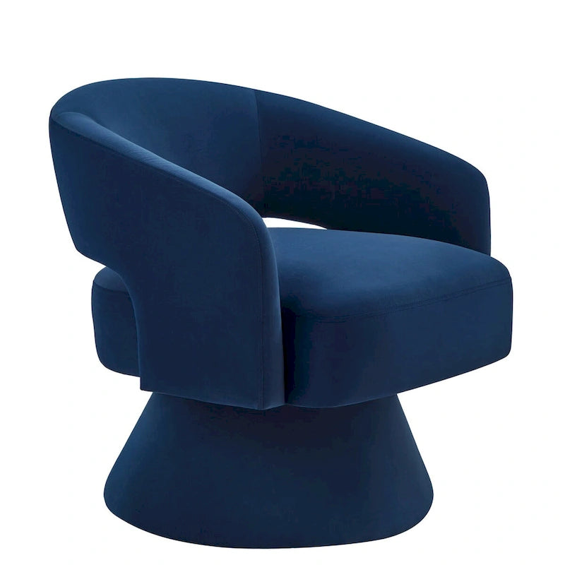 Fauteuils d'appoint pivotants en velours rembourré à dossier ouvert