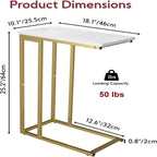 Petite table d'appoint en forme de C - 25,4 P x 46 L x 63,5 H cm