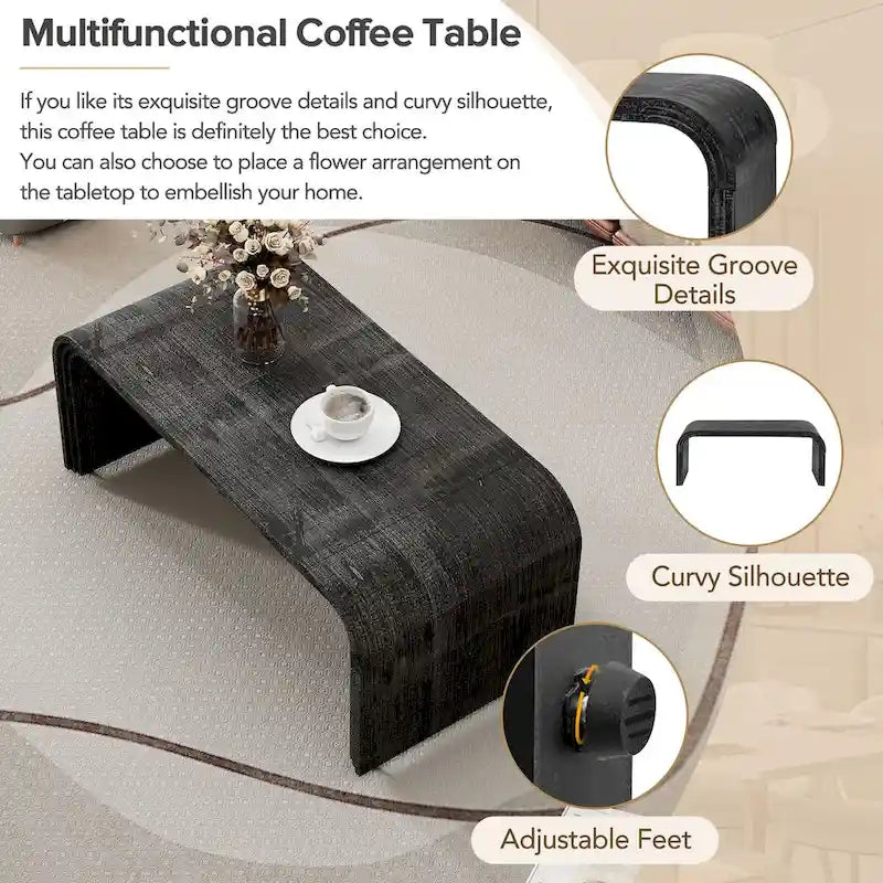 Table basse minimaliste au design Art déco incurvé