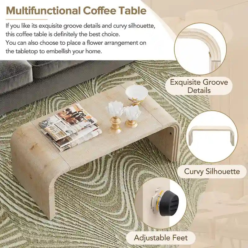 Table basse minimaliste au design Art déco incurvé