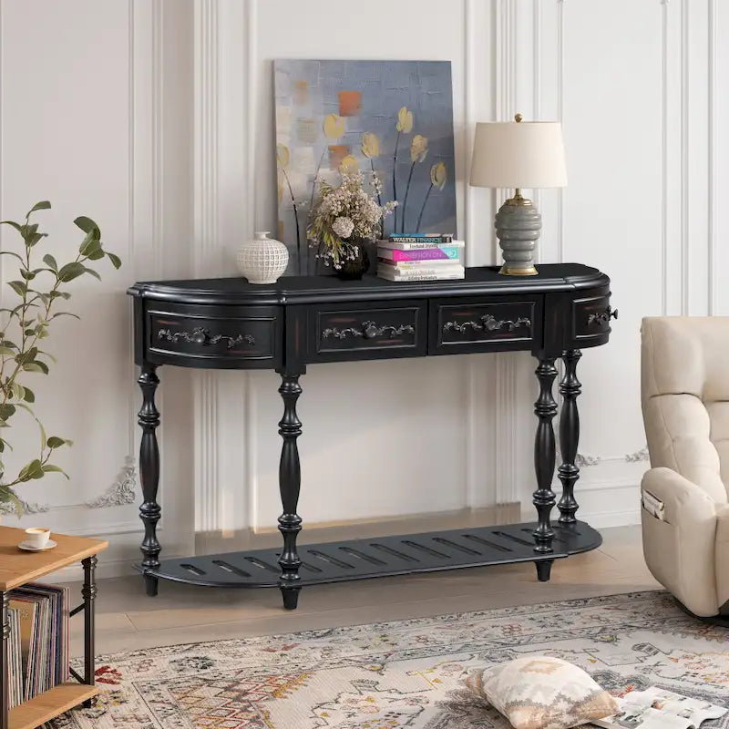 Console moderne avec 4 tiroirs et 1 étagère