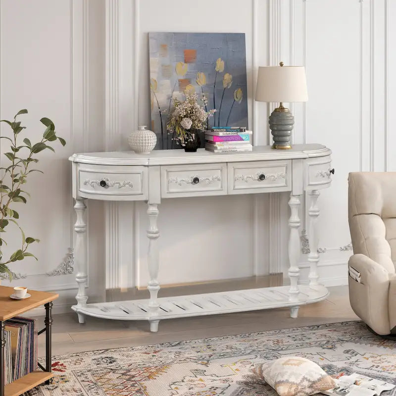Console moderne avec 4 tiroirs et 1 étagère