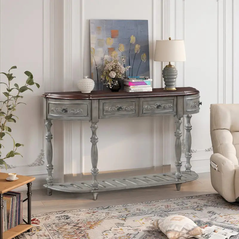 Console moderne avec 4 tiroirs et 1 étagère