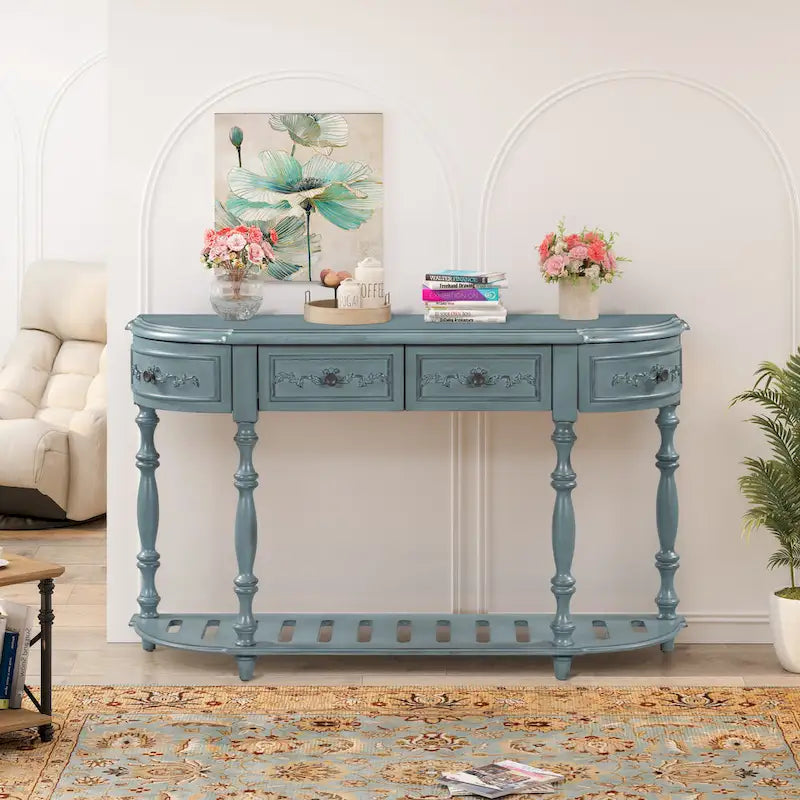 Console moderne avec 4 tiroirs et 1 étagère