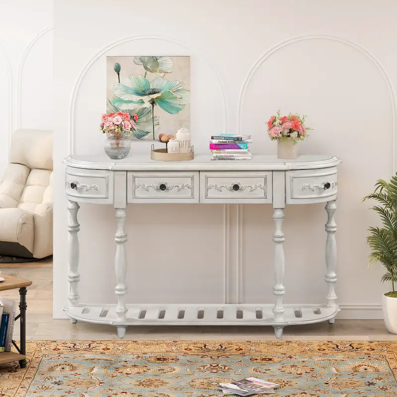 Console moderne avec 4 tiroirs et 1 étagère